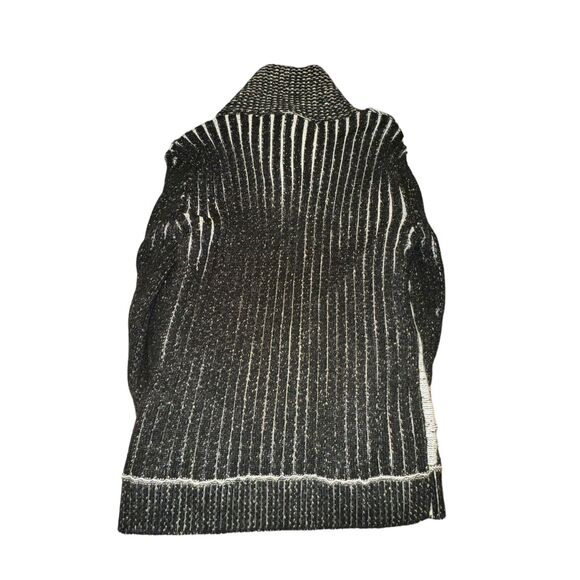 Leif Nelson Knit Sweater Men's Size 4XL Black White 3D Knit Shawl Neck Slim Fit - Picture 5 of 7